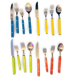 Vintage Disney Mickey Mouse 16pc Multicolor Flatware Cutlery Serial Numbered